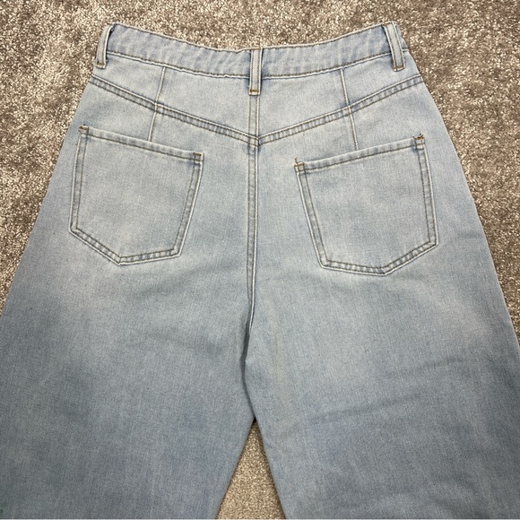 Unbranded barrel legged blue Jeans High Waist Distressed - Picture 7 of 10